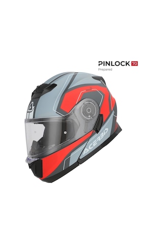 Acerbis Serel 22-06 Kask Gri Kırmızı Gri - Kırmızı