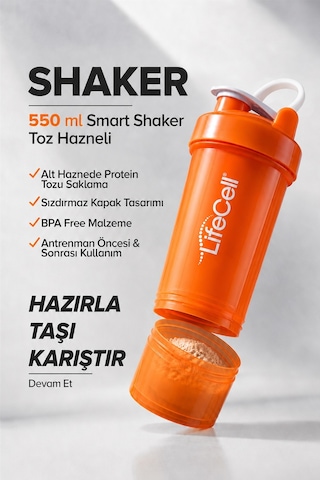 Smart Shaker 550 Ml Toz Hazneli Turuncu