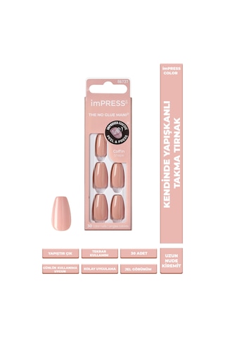 İmpress Color Kendinden Yapışkanlı Takma Tırnak Uzun Nude Kiremit