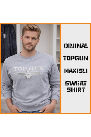 Top Gun Nakıslı Sweat Grı Gri
