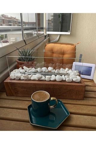 Ahşap Bioethanol Masaüstü Şömine Sertifikalı Yakıt Ve Taş Hediyel