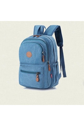 Siyah Wtempo Düz Renk Kalın Aşınmaya Dayanıklı Kanvas Sırt Çantası Unisex Büyük Kapasiteli Bagaj Çantası Denim Öğrenci Okul Çantası