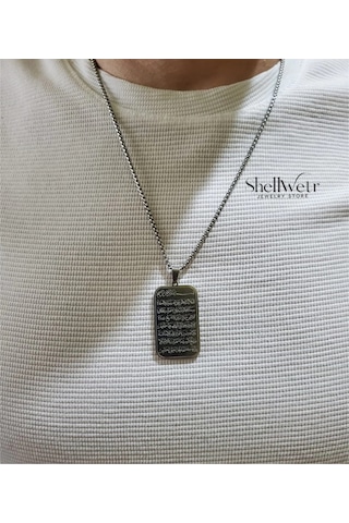 Ayetel Kürsü Yazılı Büyü Ve Nazardan Koruyucu Madalyon Gümüş Renk Çok renkli