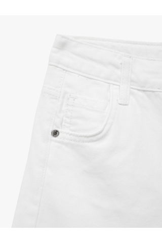 Koton Pamuklu Loose Fit Normal Bel Denim Şort Beyaz 6skg40115ad