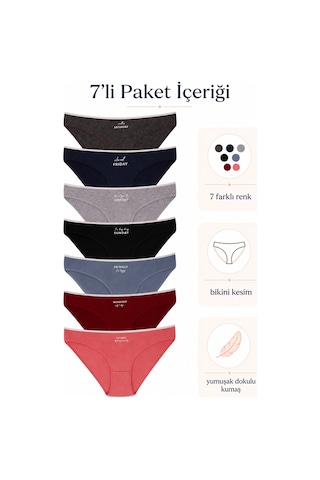 Sebatingo Kadın Külot Pamuklu Likralı Karışık Renkli 7 Li Paket Çok Renkli
