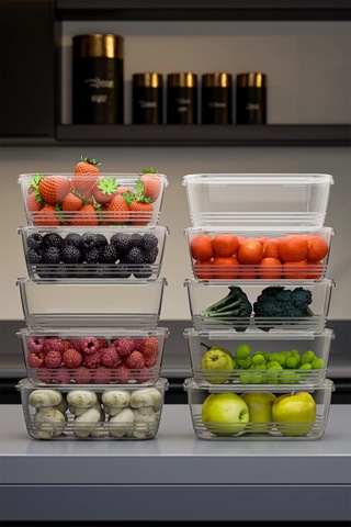 10'lu Kendinden Kapaklı Buzluk Saklama Kabı 1 Lt