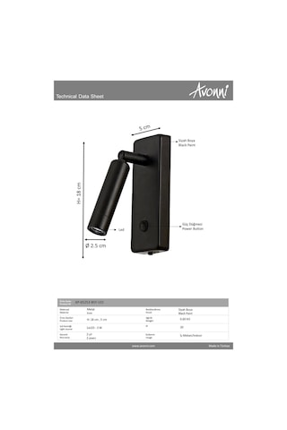 Siyah Boyalı Aplik Avonnı Ap-65253-bsy-led Çok Renkli