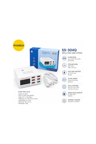 Ss-304q 6 Port Usb Hızlı Şarj Cihazı