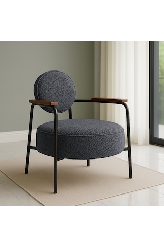 Venüs Berjer - Soft Kumaş - Modern Tekli Koltuk - Koyu Gri