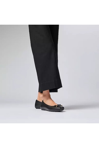 001 Black Babet Kadın Hx8-001 Fitflop Delicato Bow Soft Leather Ballet Flats Black Siyah