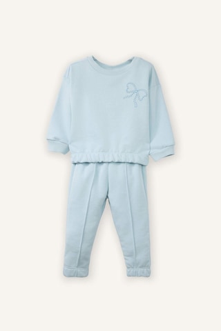 Defacto Kız Bebek Aplike 2li Takım Sweatshirt Eşofman Altı G8500a526spbe174 Mavi-be174