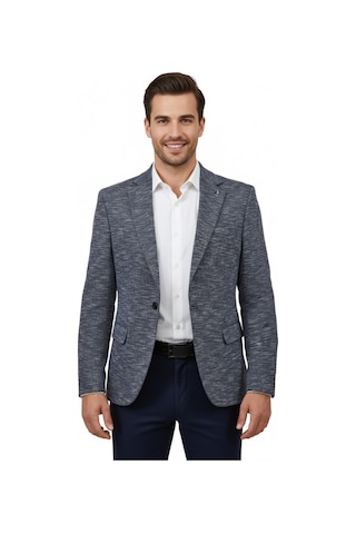 Erkek Tek Spor Ceket Çift Yırtmaçlı Bgl-st04981 Lacivert