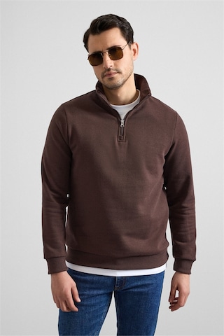 Süvari Koyu Kahve Regular Düz Yarım Balıkçı Yaka Sweatshirt Ssw2013700001-kh9 Koyu Kahverengi