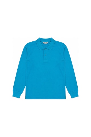 Beniizle Unisex Çocuk Uzun Kollu Polo Yaka Okul Tişört Turkuaz