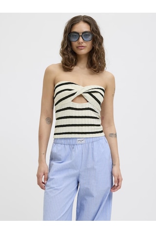 Jack & Jones Kadın Çizgili Straplez Bluz - Linnea - 12277369 Black