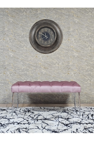 Zafir Krom Tel Ayaklı 90 Cm Puf Bench - Puf - Bench - Kasalı Oturak - Oturak - Yatak Ucu Puf Pembe