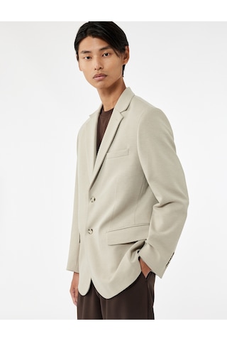 Koton Pike Kumaş Uzun Kollu Kapaklı Cep Detaylı Düğmeli Slim Fit Mono Yaka Blazer Ceket Taş 6wam50007hk