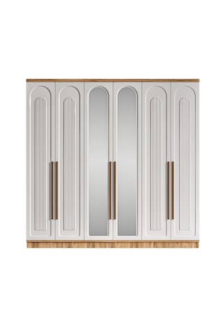Flora 6 Kapaklı Aynalı Komple Mdf Gardırop - Elbise Dolabı