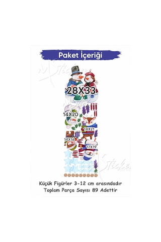 Kardan Adamlar Ve Sevimli Hayvanlar Kış Sevinci, Yeni Yıl Yılbaşı Süsü Cam Duvar Sticker Seti Dijital Baskı