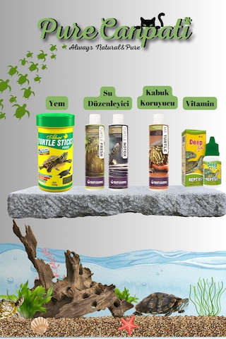 Purecanpati Kaplumbağa Bakım Ve Stick Yem Seti Vitamin,kabuk Koru