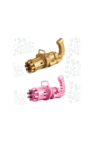2 Adet Pembe Gold Çoklu Köpük Atan Köpük Tabancası Vıp Bubbles Gun Pilli Baloncuk Tabancası 20x7 Cm