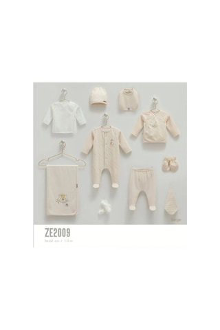 Caramell Fil Aslan Desenli Good Baby Coton 10 Lü Hastane Çıkış Zıbın Seti Aly Bej