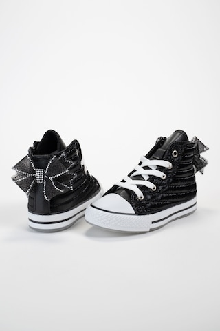 Scarpe Magiche Black Star Taşlı Fiyonklu Yüksek Bilekli Spor Ayakkabı 31-35 Numara Arası Işıksızdır Siyah