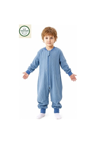 Cantoy 4 Mevsim Müslin Uzun Kollu 1.0 Tog Uyku Tulumu %100 Pamuk Mavi