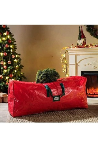Novahub Su Geçirmez Yılbaşı Ağacı Saklama Çantası - Dayanıklı Pe, Renkli Etiket Penceresi Kırmızı Kırmızı