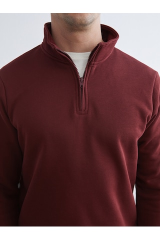 Lcwaıkıkı Classic Bordo Dik Yaka Uzun Kollu Erkek Kalın Sweatshirt