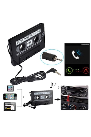 Oto Kaset Adaptörü Aux Araç Teyp Kaset Dönüştürücü Mp3 Telefon Cd Uyumlu