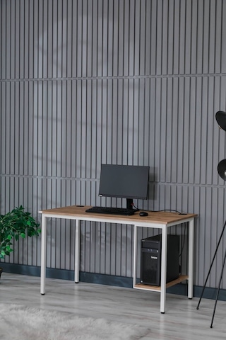 Sehpol Bilgisayar Masası Sağ Sol Yönlü Pc Kasa Raflı 125x65x75 Cm Beyaz Atlantik Çam Atlantik Çam - Beyaz