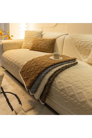 Flybuy Tcherchi Peluş Kanepe Koltuk Örtüsü 90x180, Minimalist Oturma Odası, Pembe, Kaymaz, Novahub Pembe