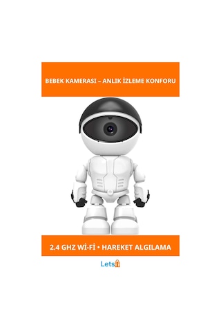 Robot Görünümlü Wi Fi Bebek Kamerası 355 Hareketli Gece Görüşlü