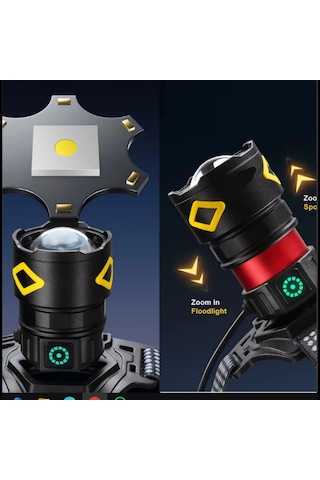 Büro Ev Ofis Aydınlatması İçin Alümin Tg Led Type-c Power Solar Şarjlı Kafa Feneri Gri