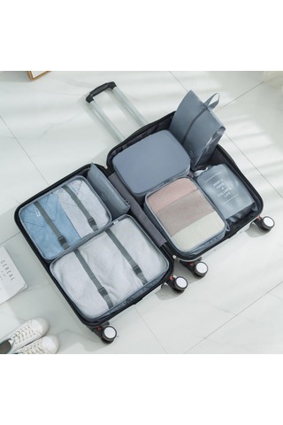 Dianziye Gri Seyahat Organizer Seti - 7 Parça 290t Kumaş Çanta, Easy Kullanim, Sağlam Malzeme İle Gereçlerinizi Düzenleyin