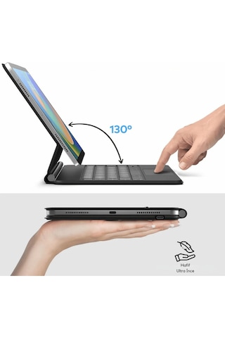 Apple Uyumlu iPad 11. Nesil A16 2025  Magic Style Manyetik Yapışmalı Klavyeli Tablet Kılıfı Klavyeli Kılıf