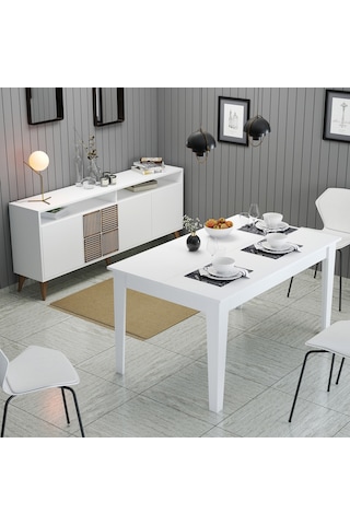 Milan Yemek Odası Takımı - Beyaz / Beyaz