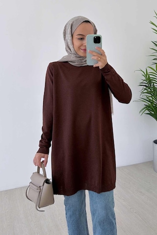 Kahijab Basic Merserize Tunik - Kahverengi Kahverengi