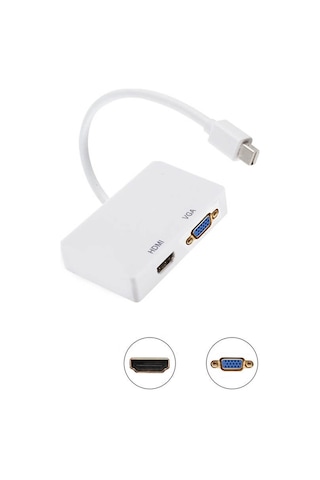 Minidisplayport to Hdmi Vga Çevirici Thunderbolt 1080P Apple Uyumlu MacBook