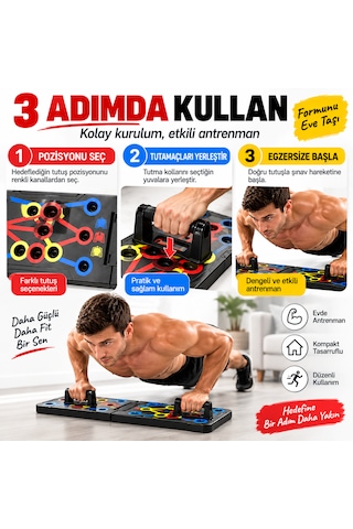 Katlanabilir Şınav Tahtası Çok Pozisyonlu Push Up Board Şınav Barı