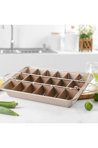 Orret Home 18 Gözlü Ayarlanabilir Karbon Çelik Brownie Kek Kalıbı Yapışmaz Kaplama, Paslanmaz Ve D Sku: Smg8690010572202 Açık Gri