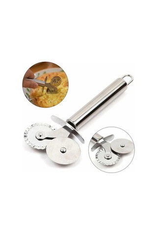 Çift Başlı Metal Pizza Kesici Ve Hamur Ruleti Çok Renkli