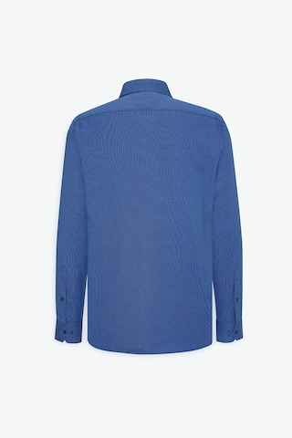 Erkek Mavı Slim Fit Dar Kesim %100 Pamuk Düğmeli Yaka Oxford Gömlek Mavı
