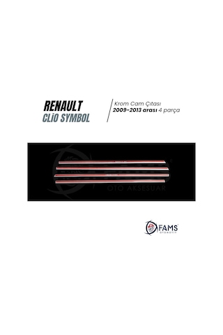 Renault Clio 3 Symbol Krom Cam Çıtası 4 Prç. 2009-2013 P. Çelik