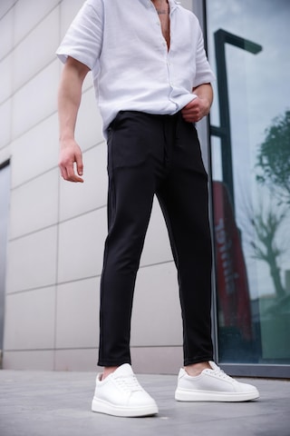 Erkek Siyah Renk Likralı Kumaş Jogger Pantolon-1760 Siyah