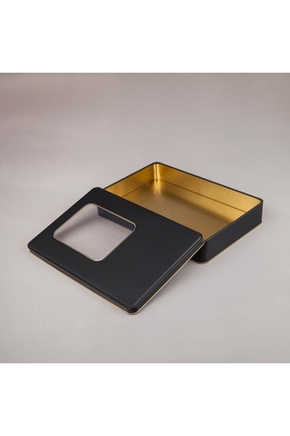 Pencereli Mat Siyah Metal Kutu 26,5x17,5x4,5 Cm