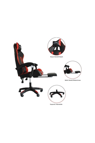 Fashcolle Dynamic Masajlı Oyuncu Koltuğu Kırmızı - Siyah