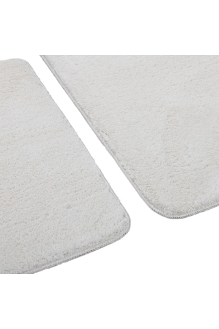 2'li Peluş Banyo Paspası Takımı Yumuşak Kaymaz Tabanlı Klozet Takımı 60x50 - 60x100 Krem - Koyu Gri