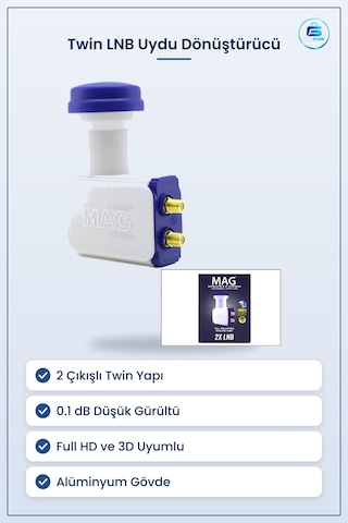 Twin Lnb Universal 0.1 Db Full Hd 3d Uydu Çanağı Çift Çıkışlı Çok